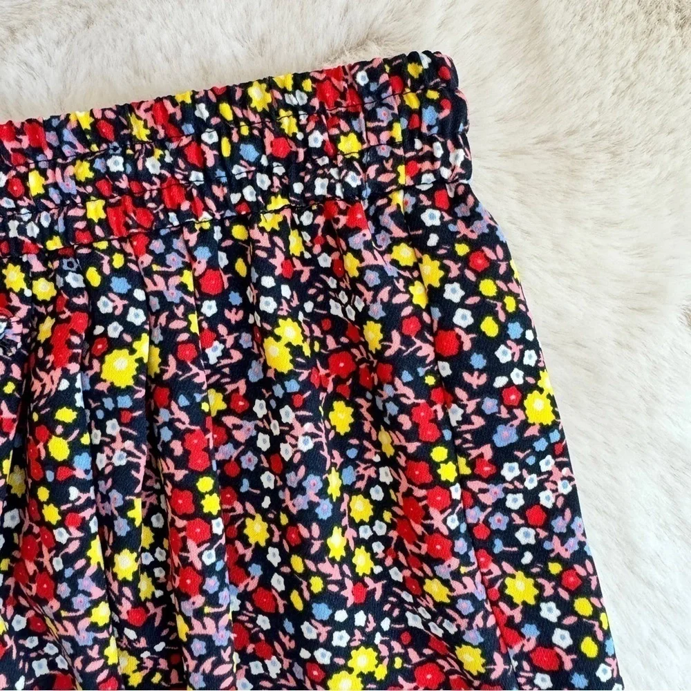 J Crew Floral Print Elastic Waist High Rise Womens Size S Pull On 3 inch Inseam